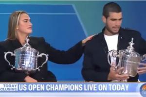 萨巴伦卡现场将阿尔卡拉斯误叫成辛纳，场面欢乐十足，引发调侃：“那我走？”