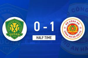 北京国安半场0-1暂负河内公安，球队半场未能取得射正，维唐远射建功。