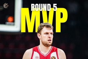 五轮两次当选轮次MVP！韦津科夫欧篮联轮次MVP总数升至历史第二！