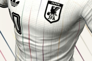 日本队2026世界杯客场球衣亮相，多彩条纹设计蕴含深意。
