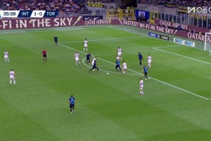 国米再下一城！新援苏西奇送助攻，图拉姆推射破门