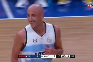 潘帕斯秃鹫47岁吉诺比利在阿根廷比赛中还能轻松扣篮啊！